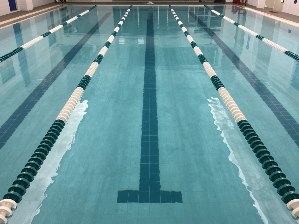 Abstract calm pool lane bands in teal and white